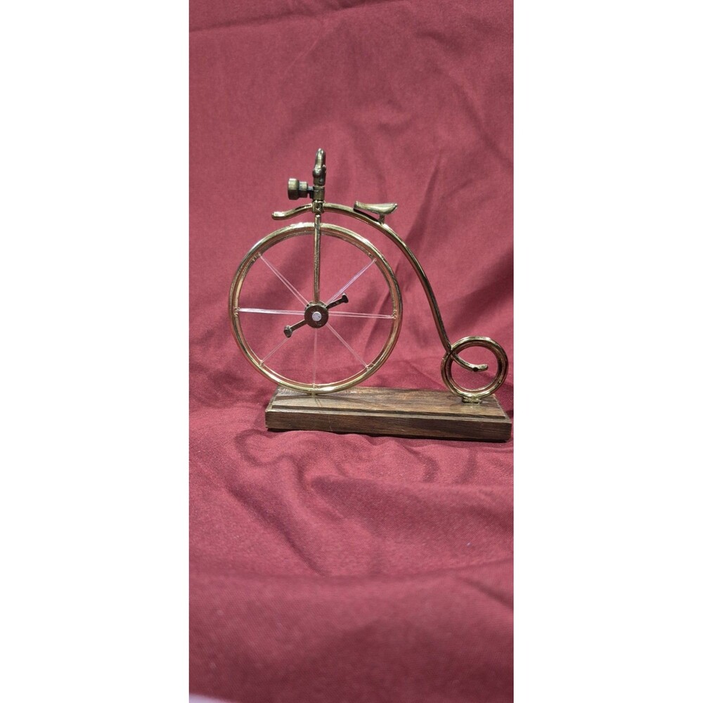 Italian Made Penny-Farthing Bicycle Shelf Sitter Italy 4x4.5 Gold Tone EUC